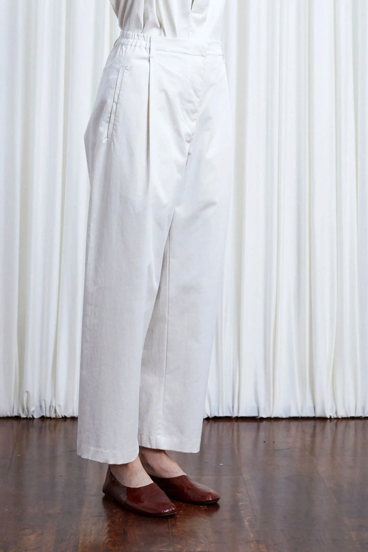 Sanctuary Trousers, ivory cotton elastic back relaxed trouser