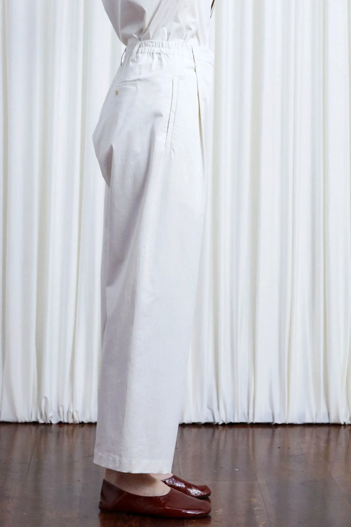 Sanctuary Trousers, ivory cotton elastic back relaxed trouser