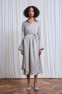 Drift Dress in Beige Silk Stripe – palmer//harding