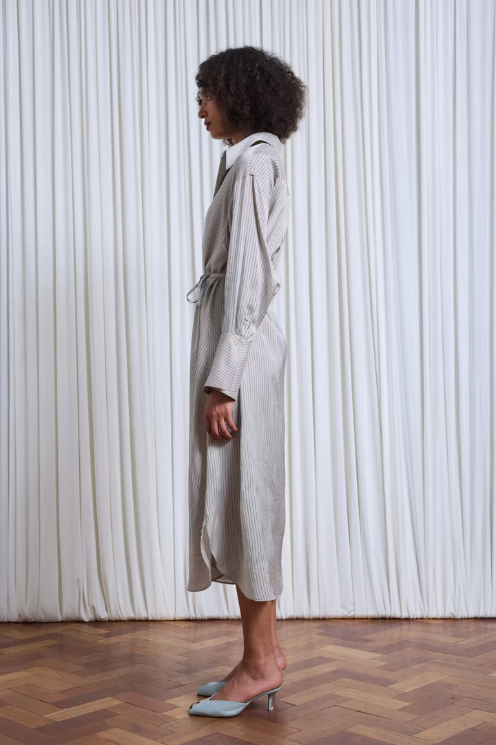Drift Dress in Beige Silk Stripe – palmer//harding