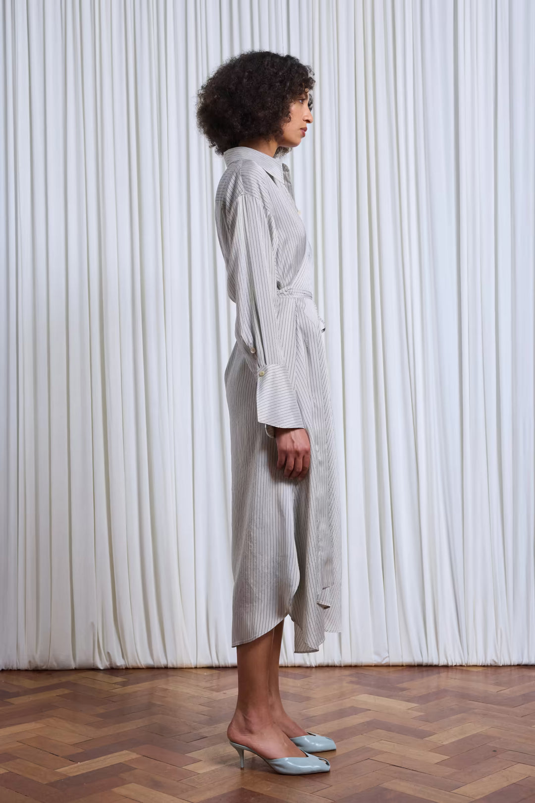 Drift Dress in Beige Silk Stripe – palmer//harding