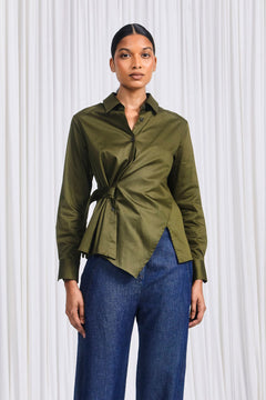 The Twisted Shirt in Green Cotton Sateen – palmer//harding