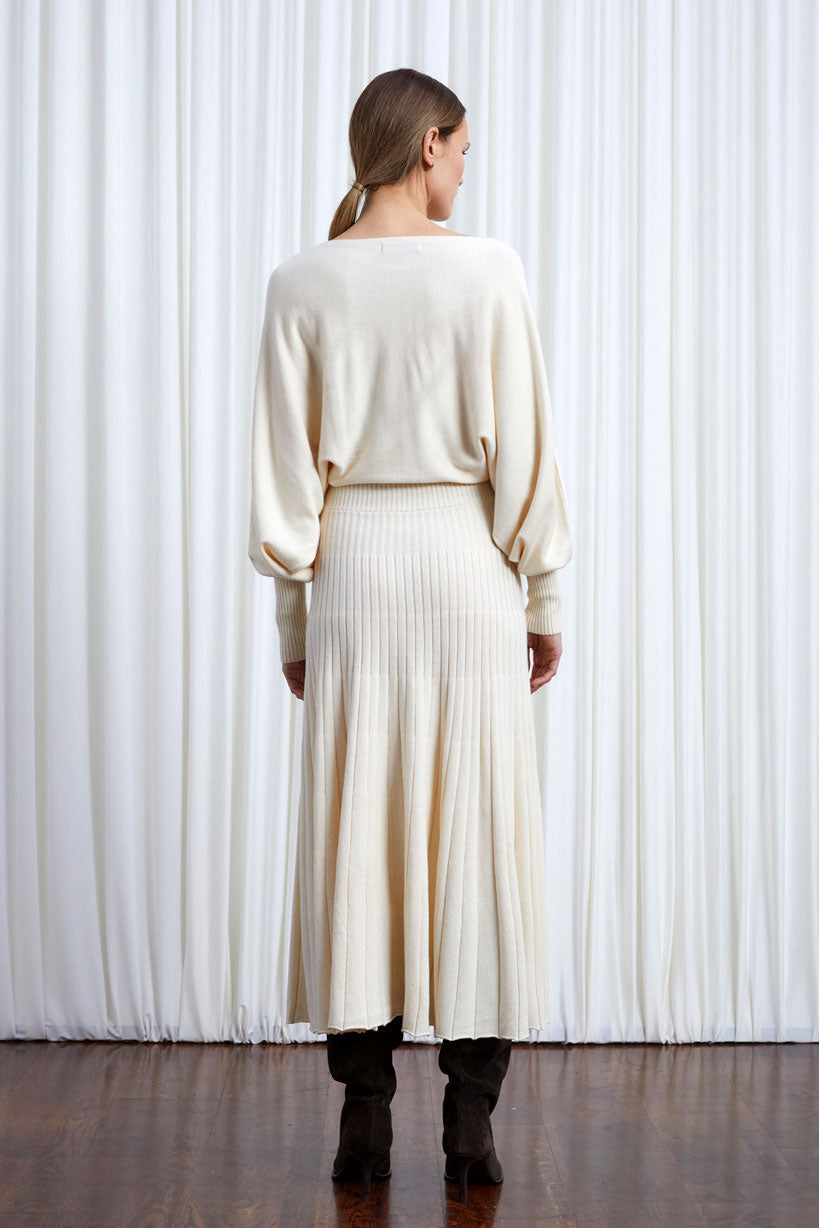 cream wool dress long sleeve Rebecca Taylor Women's Taryn Knit Maxi Dress - Cream