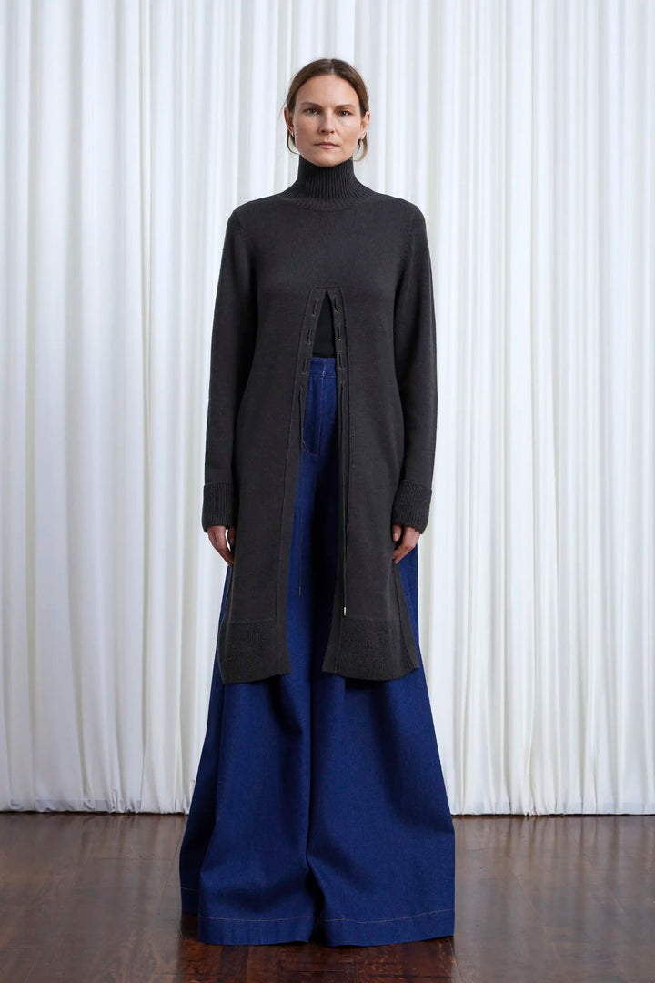 Pull Origin, pull long en laine vert sauge